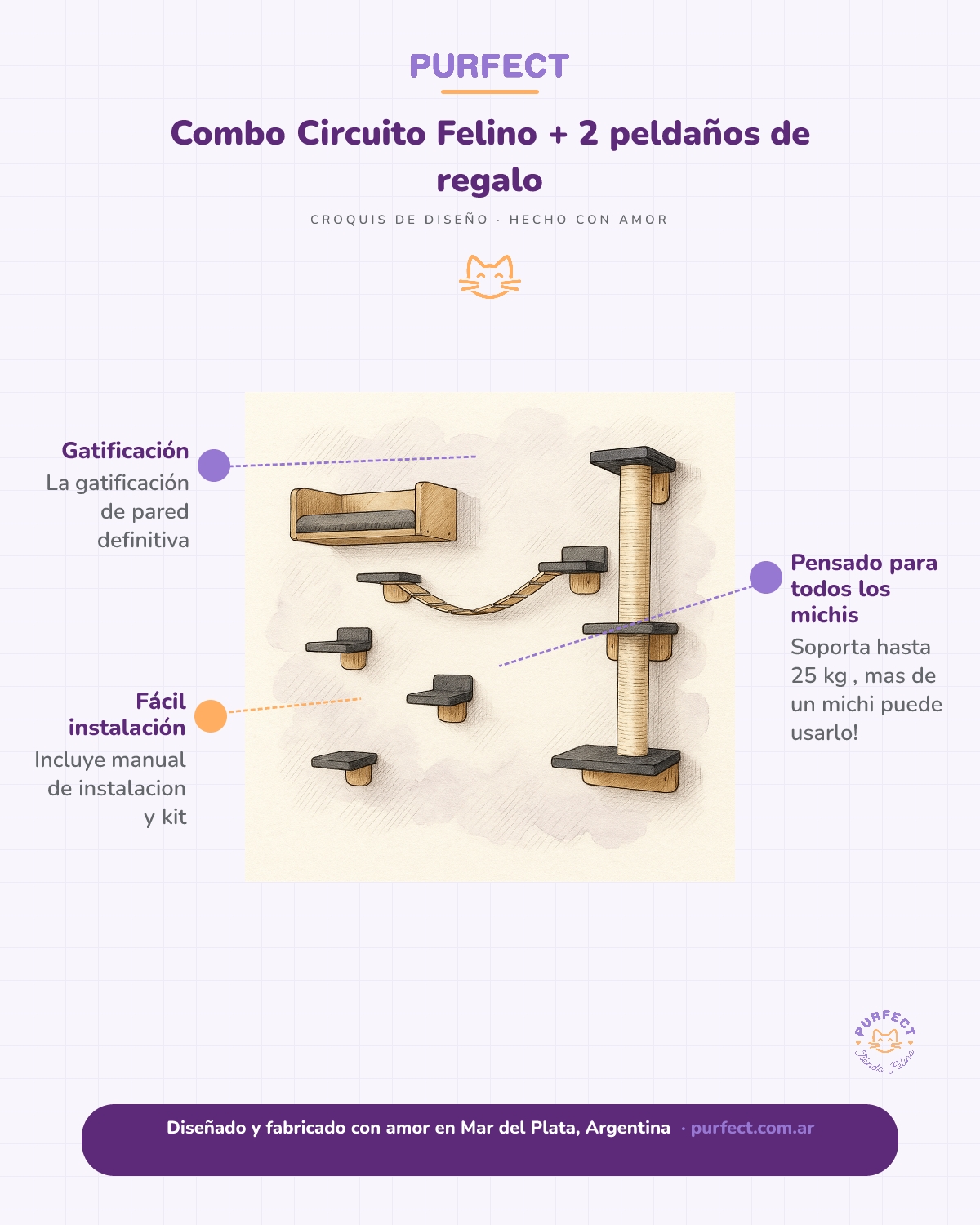 Beneficios Combo Circuito Felino + 2 peldaños de regalo